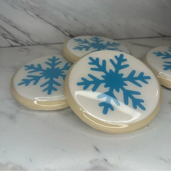 Snowflake Sugar Cookie Coasters - Handmade – Set of 4 - Picture 7 of 9